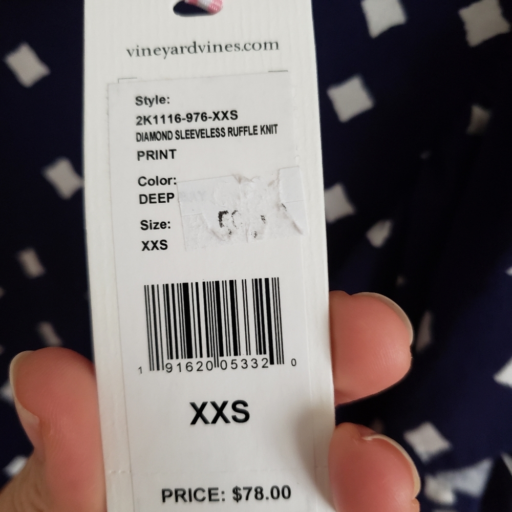 NWT Vineyard Vines Women's Navy/White Diamond Top - Picture 9 of 9